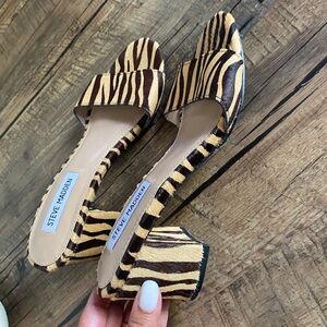 Steve Madden Amaya clear animal print tan black heeled sexy sandals 5.5